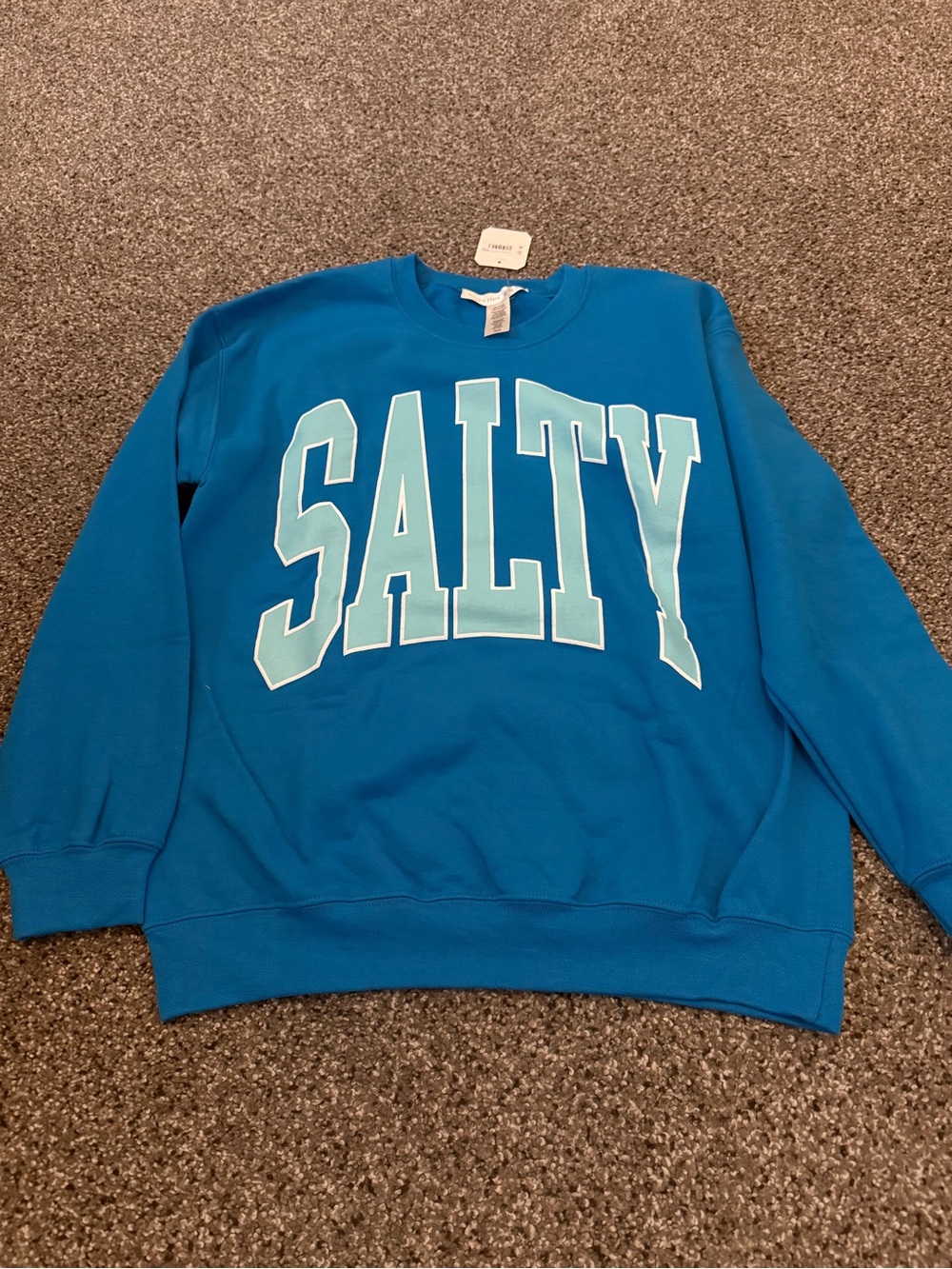 Men's Blue 'SALTY' Graphic Crewneck Sweatshirt